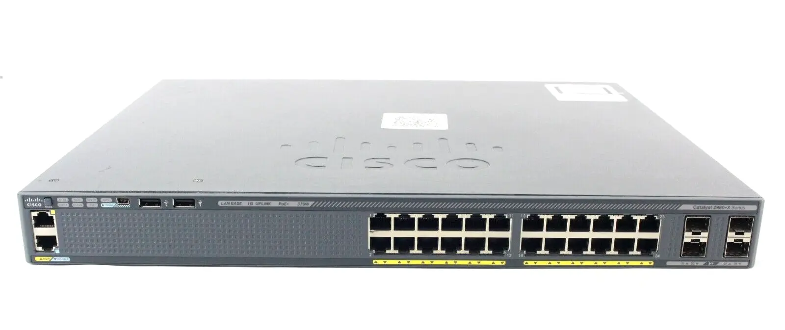A Cisco Catalyst 2960X 24-port PoE+ Network Switch